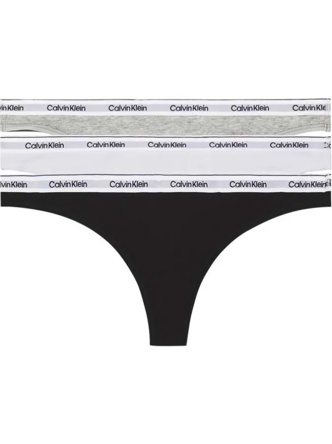 Lot de 3 strings en coton multicolores unis avec le nom de la marque