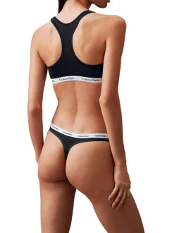 Lot de 3 strings en coton noirs unis avec une ceinture élastiquée