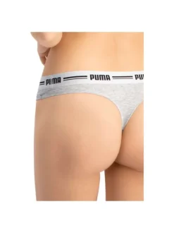 Lot de 2 strings gris en coton mélangé unis logotypés