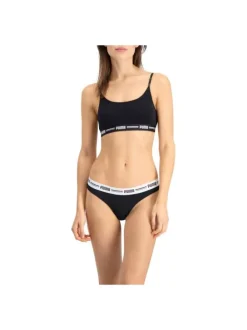Lot de 2 strings noirs en coton mélangé unis logotypés