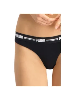 Lot de 2 strings noirs en coton mélangé unis logotypés