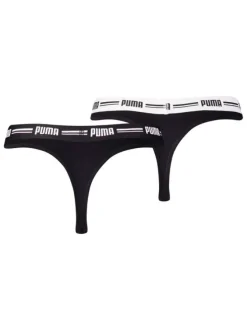 Lot de 2 strings noirs en coton mélangé unis logotypés