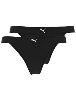 Lot de 2 strings noir uni avec logo iconique de la marque à l'avant