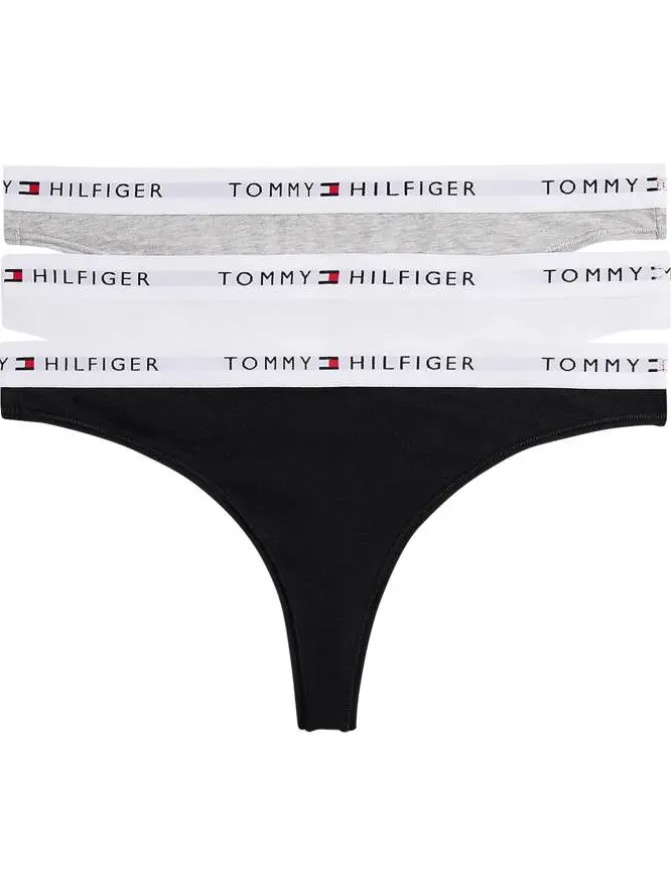Lot de 3 tangas en coton multicolores unis pourvus d'une taille élastiquée