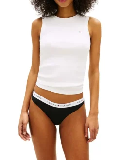Lot de 3 tangas en coton multicolores unis pourvus d'une taille élastiquée