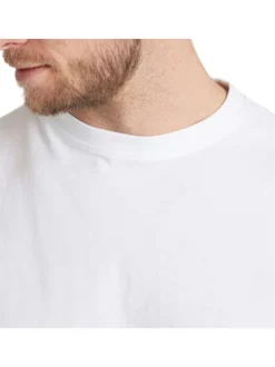 Lot de 2 t-shirts blancs en coton avec un col rond et une coupe droite