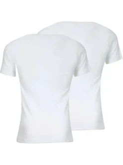 Lot de 2 t-shirts blancs en coton unis coupe droite col rond
