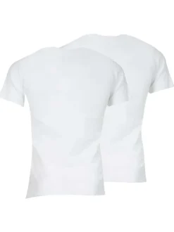 Lot de 2 t-shirts blancs en coton unis coupe droite col V