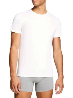 Lot de 2 t-shirts en coton blancs à coupe droite et cols ronds