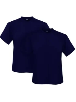 Lot de 2 t-shirts en coton marine unis avec une coupe droite et un col rond