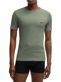 Lot de 3 T-shirts en coton multicolores unis à coupe ajustée et col rond
