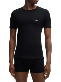 Lot de 3 T-shirts en coton multicolores unis à coupe ajustée et col rond