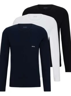 Lot de 3 T-shirts en coton multicolores unis coupe droite col rond