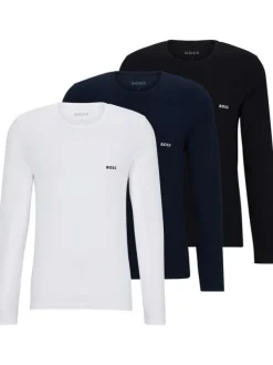 Lot de 3 T-shirts en coton multicolores unis coupe droite col rond