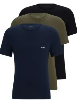 Lot de 3 T-shirts en coton multicolores unis coupe droite col rond