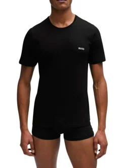 Lot de 3 t-shirts en coton multicolore uni avec une coupe droite et un col rond