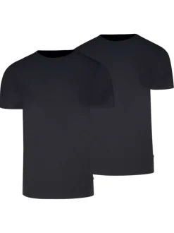 Lot de 2 t-shirts en coton noirs à coupe droite et cols ronds