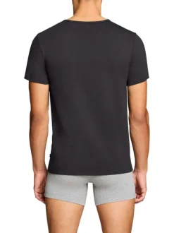 Lot de 2 t-shirts en coton noirs à coupe droite et cols ronds
