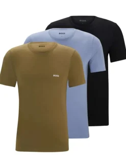 Lot de 3 t-shirts en coton tricolore à coupe droite et à col rond