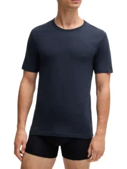 Lot de 3 t-shirts en coton tricolore unis avec le logo à coupe près du corps