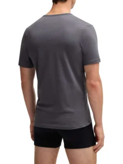 Lot de 3 t-shirts en coton tricolore unis avec le logo à coupe près du corps