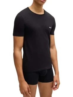 Lot de 3 t-shirts en coton tricolore unis avec une coupe près du corps