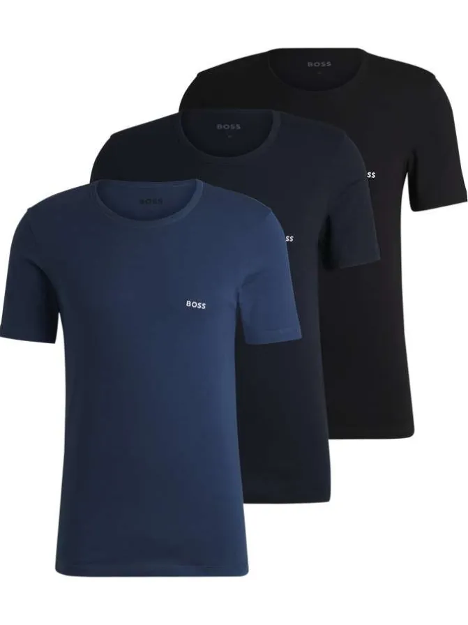 Lot de 3 t-shirts en coton tricolore unis avec une coupe près du corps