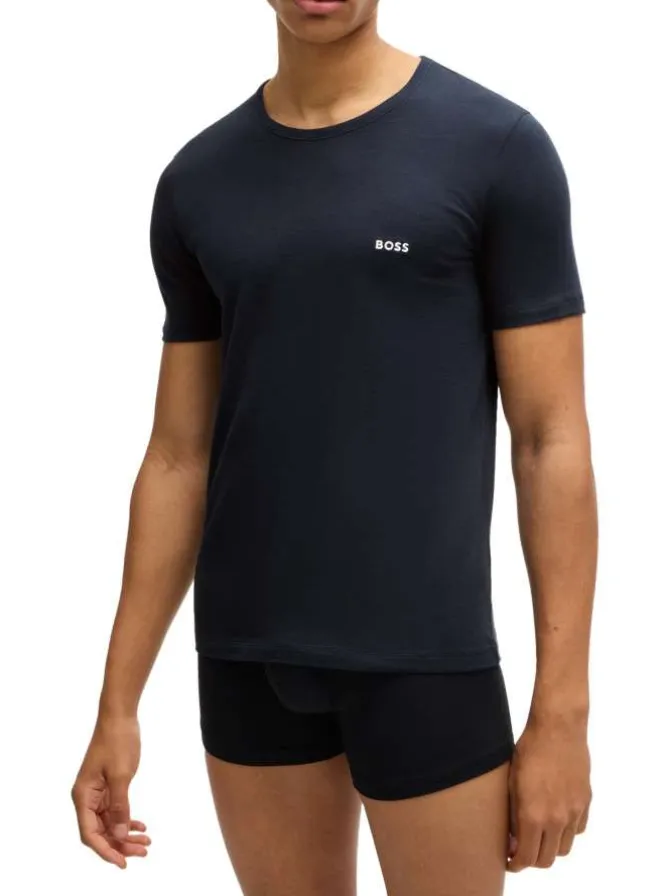 Lot de 3 t-shirts en coton tricolore unis avec une coupe près du corps