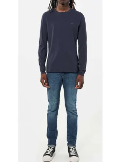 Lot de 2 T-Shirts gris et marine en coton coupe slim avec un col en v