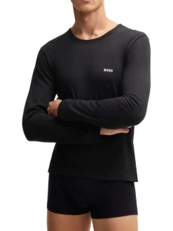 Lot de 3 t-shirts manches longues en coton tricolore unis à coupe près du corps