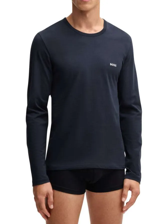 Lot de 3 t-shirts manches longues en coton tricolore unis à coupe près du corps