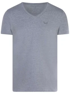 Lot de 2 T-shirts multicolore en coton unis coupe slim col v