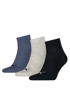 Lots de 3 paires de chaussettes en coton bleues grises et noires unies
