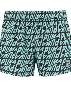 Maillot de bain bleu pour homme avec multiples inscriptions