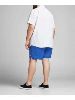 Maillot de bain bleu uni pour homme coupe droite BALI