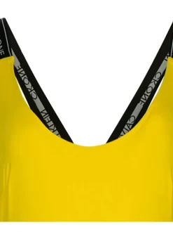 Maillot de bain une pièce jaune à bretelles logotées