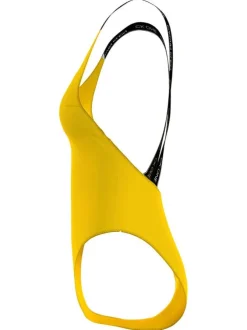 Maillot de bain une pièce jaune à bretelles logotées