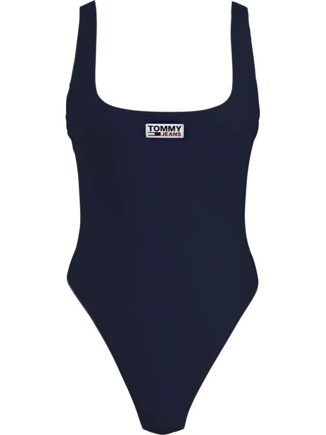 Maillot de bain une pièce marine avec patch sur la poitrine