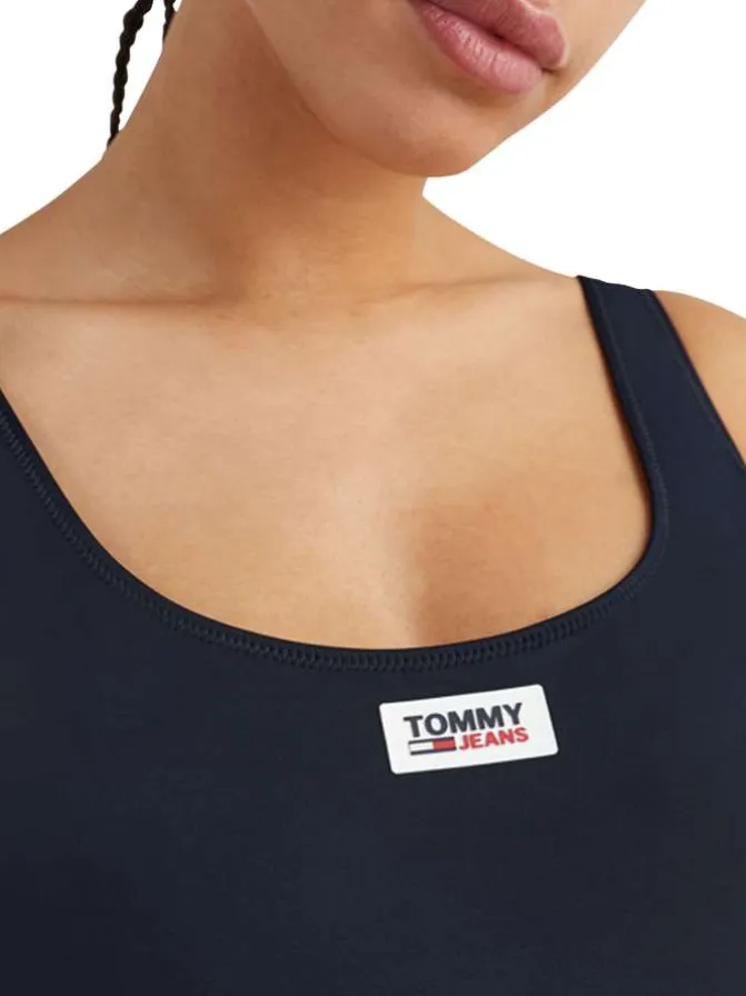 Maillot de bain une pièce marine avec patch sur la poitrine
