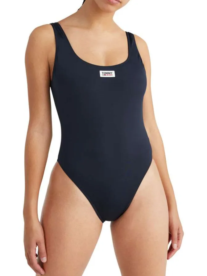 Maillot de bain une pièce marine avec patch sur la poitrine