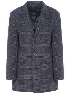 Manteau anthracite à carreaux coupe longue