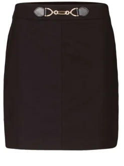 Mini-jupe marine pour femme unie avec boucle dorée
