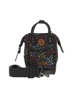 Mini sac à bandoulière noir avec un imprimé liberty et deux petites anses