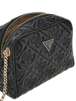 Mini sac à bandoulière noir zippé à monogrammes 4G brodés ton sur ton