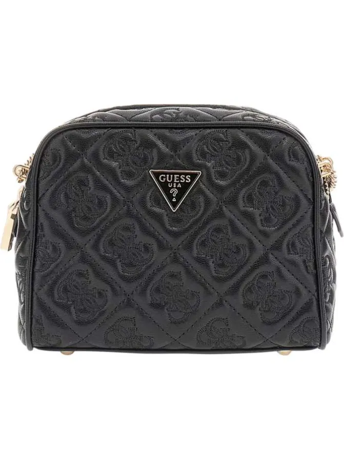 Mini sac à bandoulière noir zippé à monogrammes 4G brodés ton sur ton