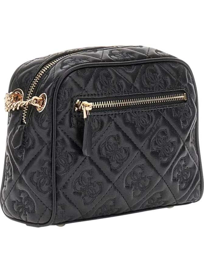 Mini sac à bandoulière noir zippé à monogrammes 4G brodés ton sur ton