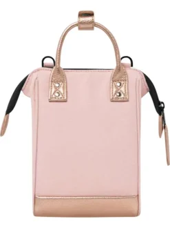 Mini sac à bandoulière rose uni zippé avec des détails roses gold satinés