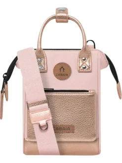 Mini sac à bandoulière rose uni zippé avec des détails roses gold satinés