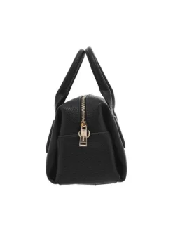 Mini sac bowling porté main noir uni grainé avec une bandoulière large