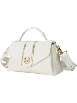 Mini sac à main blanc uni avec une anse et 2 bandoulières ajustables